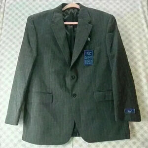 Chaps Sport Coat Men’s 42S Charcoal Gray Pinstriped 100% Wool 3-Button Jacket